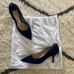 Stuart Weitzman Blue Suede kitten pointed heel size 7